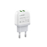 A2219 12W USB  (2 Ports) Fast Wall Charger Adapter - LDNIO®