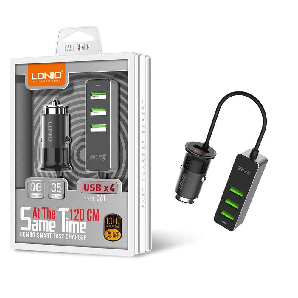 C61 1 USB QC3.0 + 3 USB Car Charger - LDNIO®