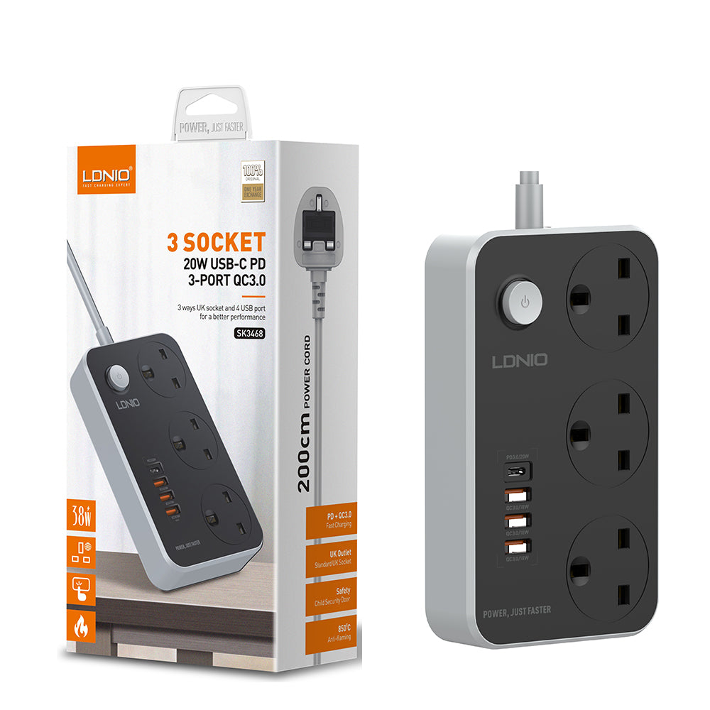 SK3468 PD+3 QC3.0 USB Connector Multi Hole UK Max Power Socket - LDNIO®