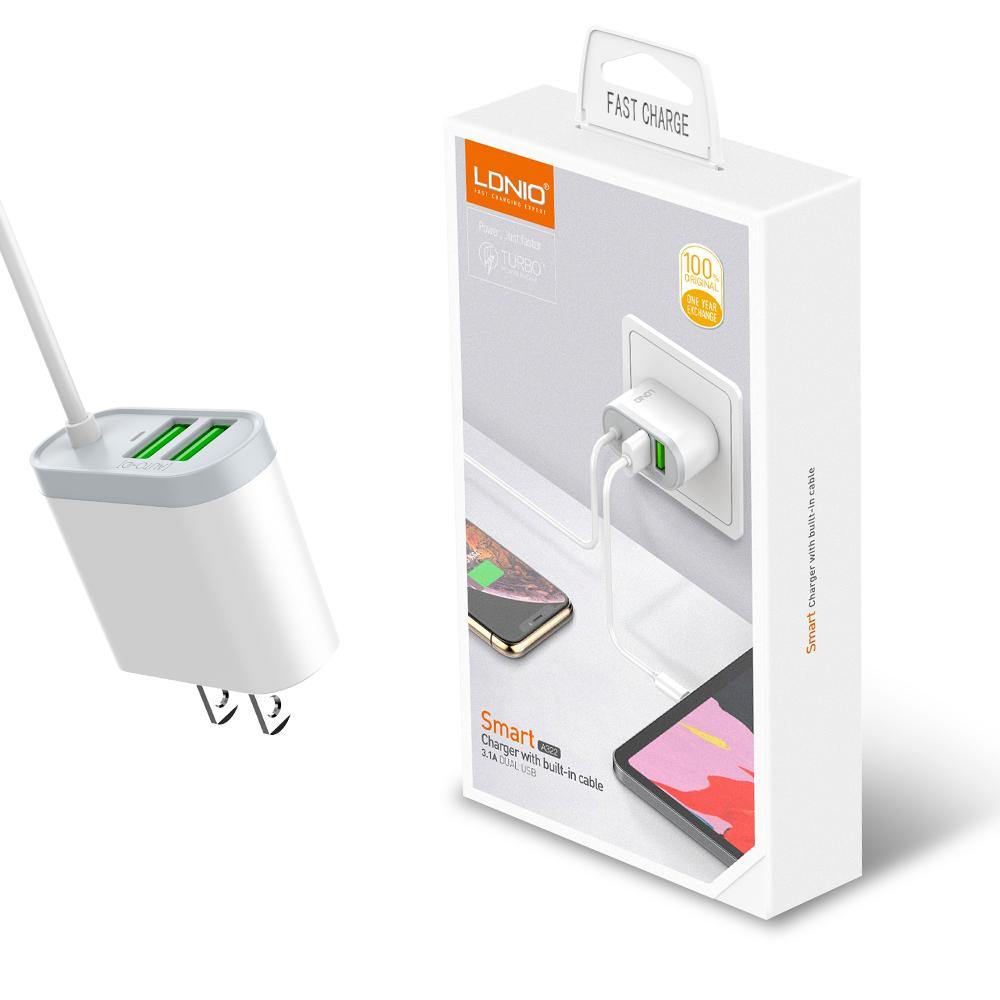 A322 2 USB With Cable Home Charge Adapter - LDNIO®