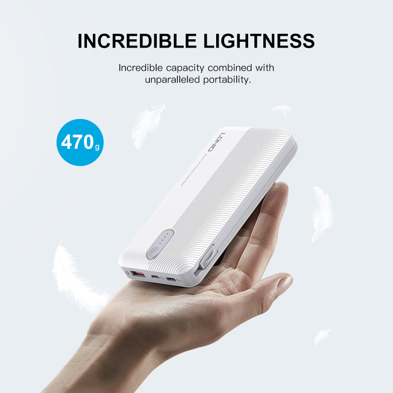 PL2014 Single USB Output Port 20000 mAh Capacity Power Bank with Build-in Cable